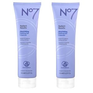 SET OF 2 - No7 Radiant Results Nourishing Melting Gel Cleanser 5oz Full Size